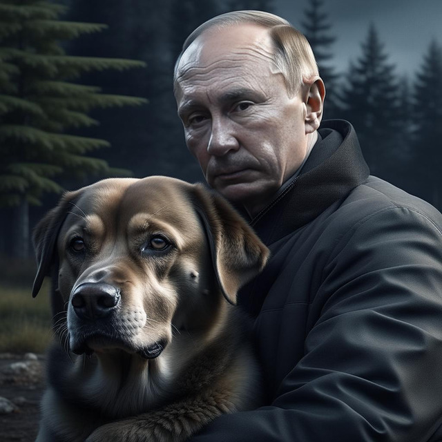 Путин с собакой. Kandinsky 2.2.