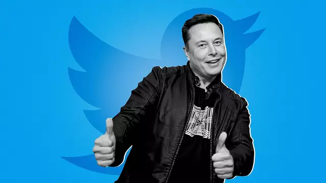 Илон Маск на фоне Твиттера