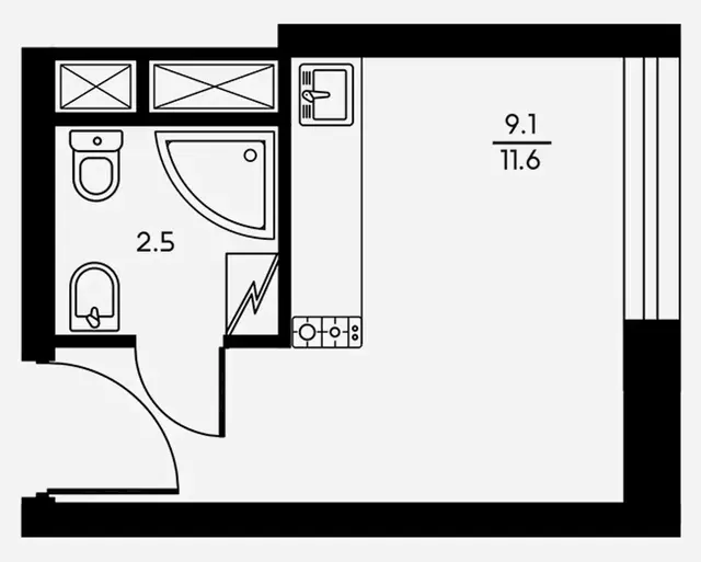 План 11-метровой квартиры-студии